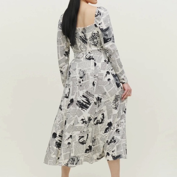 REFORMATION Sigmund Newsprint Midi Dress 6 - Picture 3 of 10